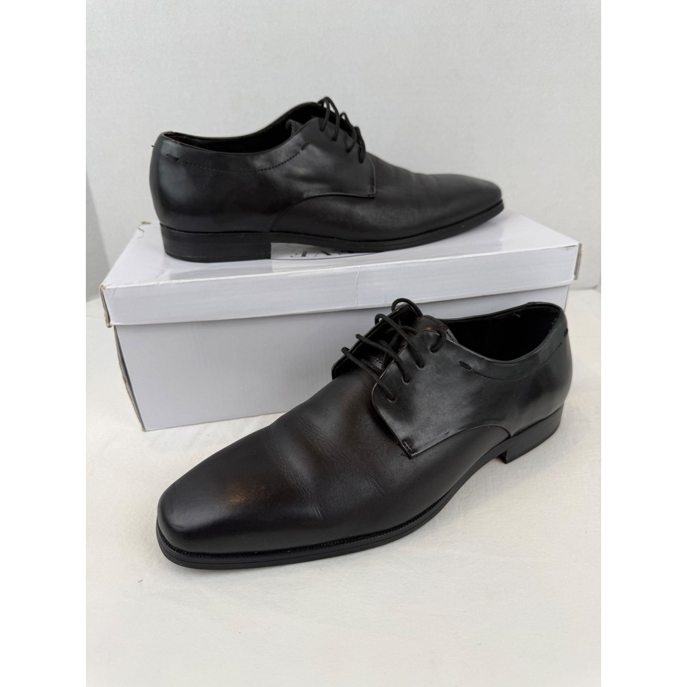 Steve Madden P-Quilt Mens Black Leather Derby Dress Shoes Size 9.5 M Lace Up